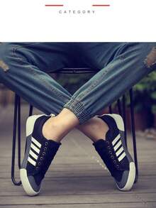 Giày thể thao vải canvas màu đen thời trang & sành điệu cho nam, đế dày chống trượt bền thời trang đơn giản đa năng giày thể thao thường ngày cổ điển - màu đen - Xem 6