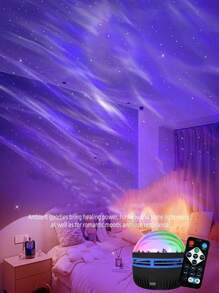 1 件现代 USB 供电太空主题台灯带遥控器 - 塑料抛光变色 LED 投影魔球带水波纹效果，适用于卧室氛围和节日灯饰 - 彩色 - 查看 10