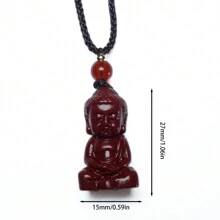 朱砂项链，男女款如来佛项链，项链 - 紅色 - 查看 7