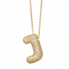 1pc Golden Plated Balloon 26 Alphabet Letter Pendant Necklace For Women Chunky Full Shiny Artificial Zirconia Choker Chains Jewelry - Alphabet Pendant Necklace - View 18