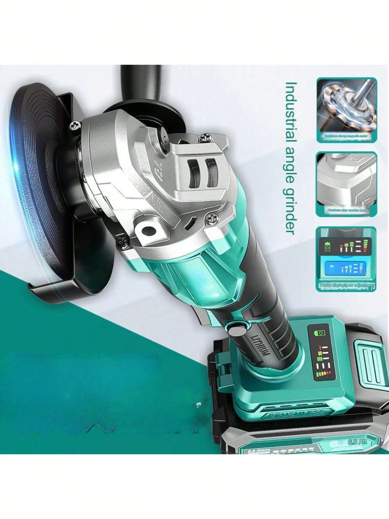 1 Piece Angle Grinder, Brushless Electric Grinding Tool,3 Gear