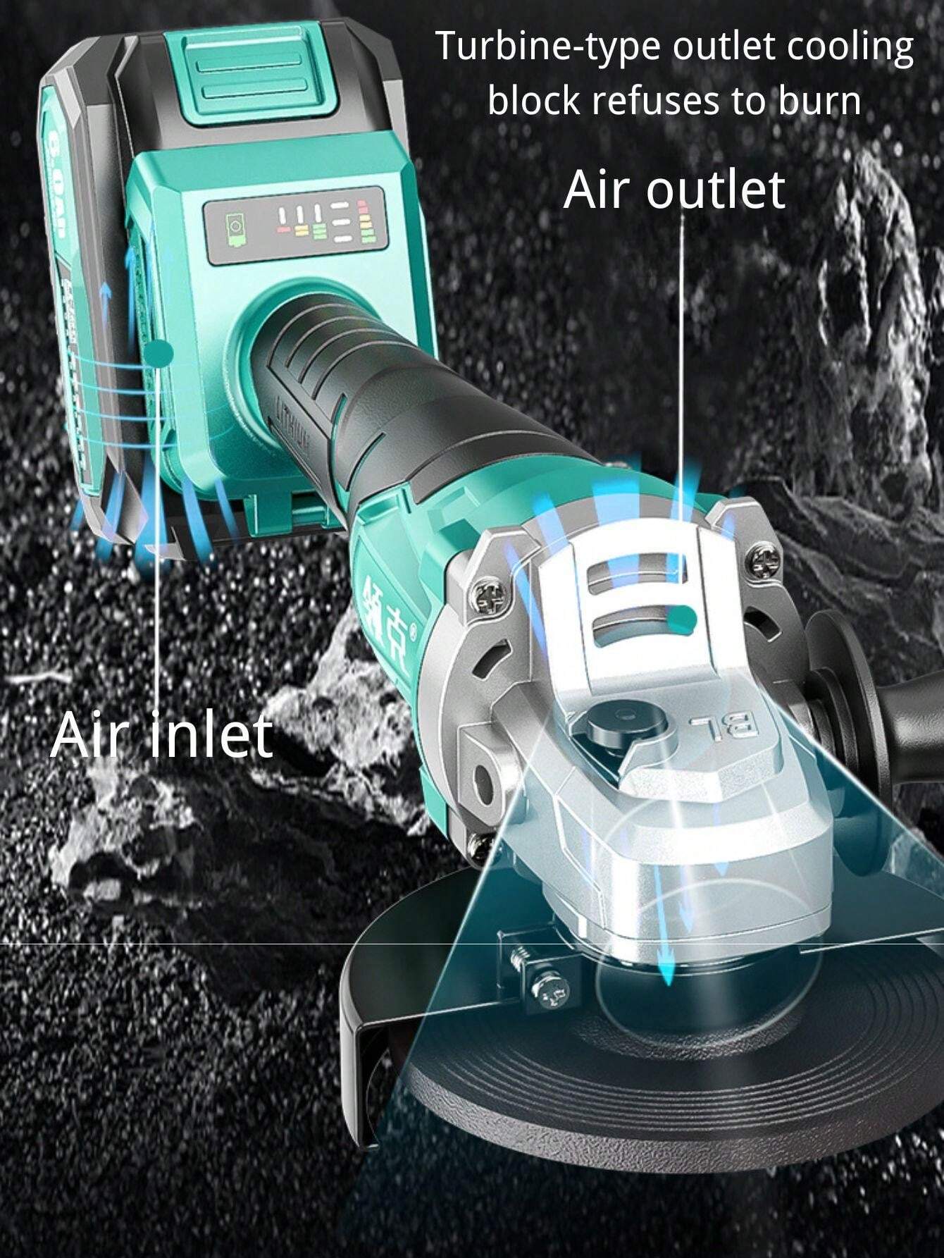 1 Piece Angle Grinder, Brushless Electric Grinding Tool,3 Gear