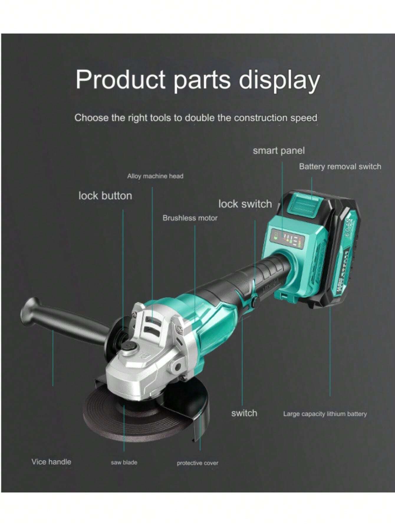 1 Piece Angle Grinder, Brushless Electric Grinding Tool,3 Gear