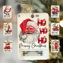 7 件手绘木制圣诞零钱包、圣诞老人主题节日挂饰、2024 年圣诞节现金硬币持有人、木制圣诞硬币持有人礼物、圣诞硬币持有人饰品、独特的圣诞树挂饰 - 多色 - 查看 3