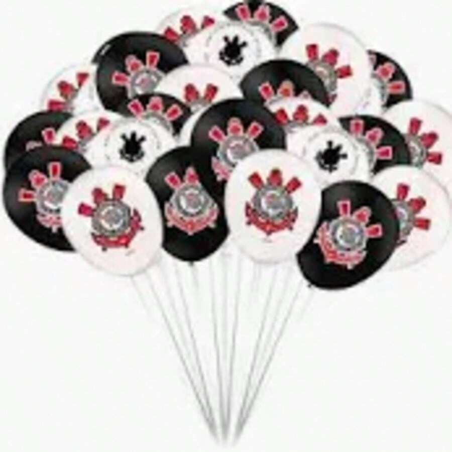Corinthians Balloon Timão N9 Balloon With 25 Units Football Fans - 黑與白 - 查看 1