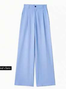 Fkmoda Tailored Palazzo Pants - Baby Blue - View 2