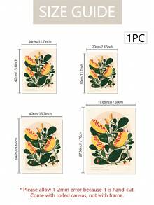 1 张艺术帆布海报 - 鲜艳的花卉图案，无框，适合卧室、办公室、客厅、咖啡厅、酒吧的室内墙壁装饰 - 独特的装饰艺术、现代、复古风格艺术品，适合春季、冬季 - 彩色 - 查看 3