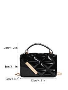 1PC 迷你绗缝菱形 PU 翻盖纯色手提斜挎包，女士斜挎包，适合日常使用，圣诞节热卖 - 彩色 - 查看 8