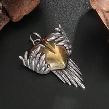 1 件复古时尚天使翅膀吊坠项链，情侣心形项链，高端设计金心圣诞礼物 - 新款 - 查看 4