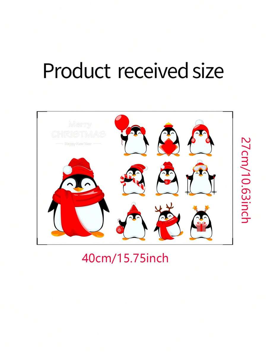 1pc Christmas Penguin Pattern Wall Sticker For Living Room Bedroom