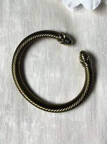 1pc European & American Fashionable Lacquered Twisted Rope Open Bangle Bracelet, Versatile Accessory For All Seasons & Holidays