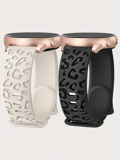 2 Packs 20mm Leopard Engraved Silicone Watch Band, Waterproof Sports Strap Compatible With Samsung Galaxy Watch 7 6 5 4 40mm 44mm/5 Pro/6 Classic 47mm/ Watch 4 Classic/Active 2, 20mm 45mm/Galaxy Active 2/Galaxy Watch 3/Watch 4 Classic 42mm 46mm Watch 6 47mm 43mm, 20mm Cheetah Replacement Strap Compatible With Huawei Honor Garmin Amazfit Watch Straps For Women And Men