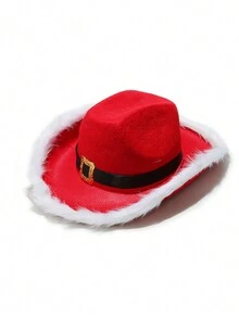 1 chiếc mũ vải denim ông già Noel, phụ kiện trang phục đội đầu tiệc Giáng sinh cho cả nam và nữ, đạo cụ nhập vai theo chủ đề Giáng sinh - 12-16Y - Xem 4