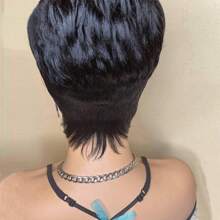 Elegant Pixie Cut Wig For Women Short Layered Style Straight Hair Human Hair Wigs For Women Brazilian Virgin Straight Wigs Rose Net Cap Full Machine Made Wigs Short Wig For Women Pixie Wigs Human Hair Glueless Wig For Daily Wear, Love Gift, Valentine's Day