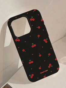 1pc White Background With Red Cherry Decor Phone Case Compatible With Apple Smartphones Waterproof Shockproof Anti-Fall Scratch Resistant - Multicolor - View 4