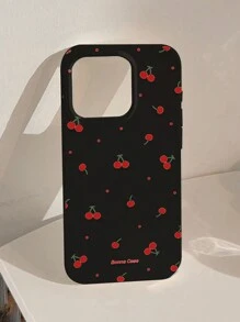 1pc White Background With Red Cherry Decor Phone Case Compatible With Apple Smartphones Waterproof Shockproof Anti-Fall Scratch Resistant - Multicolor - View 2