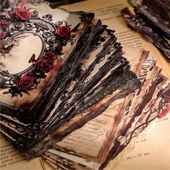 30pcs Secret Garden Series Vintage Floral Themed Scrapbooking Paper, DIY Decoration Craft Background Back To School