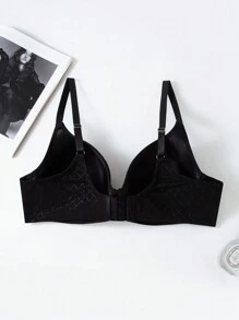 Reggiseno di biancheria intima da donna in rete nera lucida con ferretto, più spesse spalline e chiusura a triplo gancio - nero - Visualizzare 3