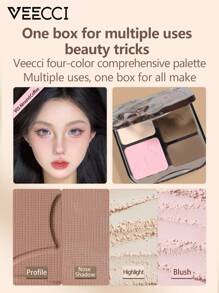 VEECCI 自由且易于绘制的高光和轮廓调色板 Misty Peach Grey - V03 Almond Coffee - 查看 1