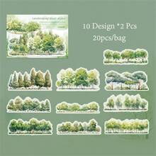 20张/包贴纸包，树影系列，精美浪漫四季森林风景主题贴纸，剪贴簿用品，装饰笔记本，相框，手机壳，水杯，垃圾杂志，文具盒，DIY个性拼贴 - 彩色 - 查看 10