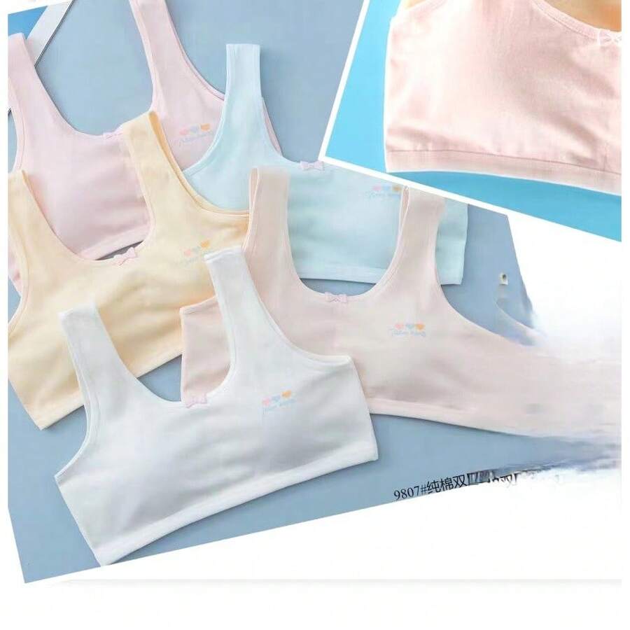 Kit 3 Youth Bra Top With Padding/Cotton TOP 8-15 Years - Nhiều màu - Xem 1