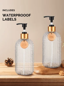 GAONLY 2Pcs 16 Oz Soap Dispenser With Bamboo Pump, Refillable Hand Soap Dispenser With Vertical Stripe, Premium Bathroom Soap Dispenser For Kitchen & Bathroom.Halloween Christmas Gift Home Bathroom Decor Fall Decor Back To School - Clear - View 8