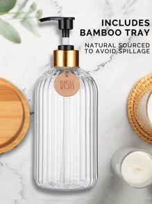 GAONLY 2Pcs 16 Oz Soap Dispenser With Bamboo Pump, Refillable Hand Soap Dispenser With Vertical Stripe, Premium Bathroom Soap Dispenser For Kitchen & Bathroom.Halloween Christmas Gift Home Bathroom Decor Fall Decor Back To School - Clear - View 9