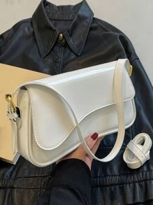 Lightweight Business Casual Flip-Top Square Bag, Suitable For Teenage Girls, Women, College Students, Young Professionals, And Office Workers, Perfect For Office, University, Work, Business, Commuting, Outdoor Activities, Travel, And Hiking - White - View 9