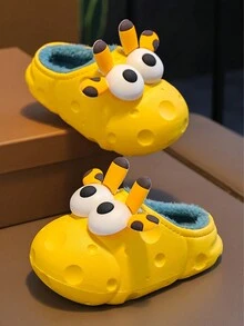 1 Đôi Dép Đi Trong Nhà Trang Trí Mắt Lớn Unisex Ấm Áp, Thích Hợp Cho Mặc Trong Nhà Hàng Ngày - Màu vàng - Xem 4