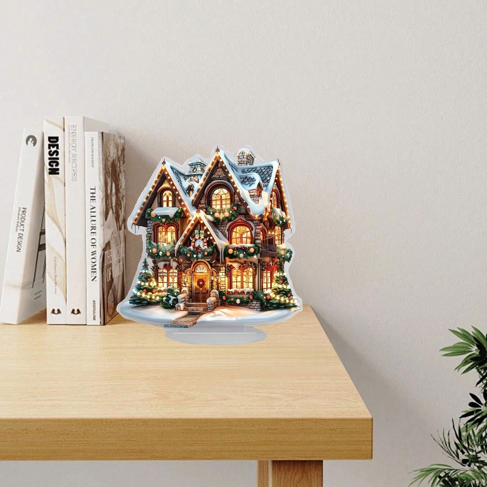 1 Pc Enchanting Gingerbread House Christmas Tabletop Decor - Acrylic