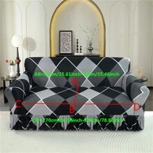 1pc Printed Black & Grey Plaid Elastic Skirt Style Sofa Cover, Soft Fabric Full Coverage Sofa Slipcover For Living Room, Bedroom, Study - Rome-skirt - View 14