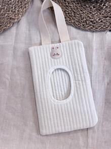 1pc Cartoon Rabbit Pattern Cute Tissue Holder For Car, Portable Handheld Storage Bag With Drawstring