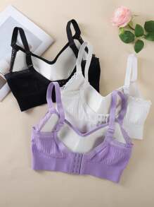 3pcs Women's Bras, Push Up And Anti-Sagging - Multicolor - View 3