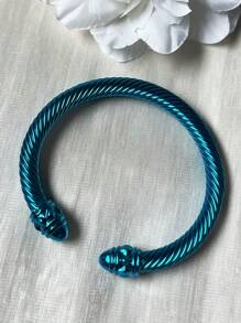 1pc European & American Fashionable Lacquered Twisted Rope Open Bangle Bracelet, Versatile Accessory For All Seasons & Holidays