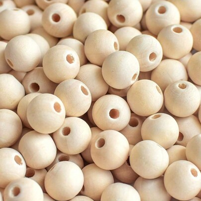 10pcs/50pcs/200pcs Natural Unprocessed Wooden Beads, Round Loose Beads, Wooden Spacer Beads For Crafts, Decoration And DIY (8mm, 20mm, 25mm, 30mm)
