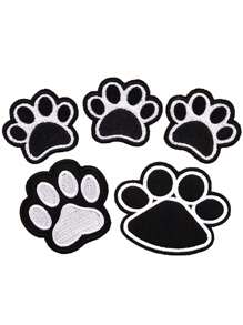 Bộ 5 miếng vá thêu hình bàn chân động vật, miếng dán ủi cho quần áo, áo khoác, túi xách, đồ trang trí dễ thương - Nhiều màu - Xem 5
