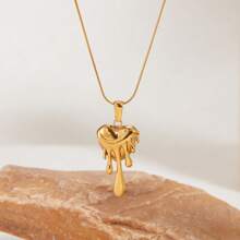 Collar con colgante de corazón de lava de acero inoxidable de lujo, joyería de diseño único y de moda apta para uso diario, San Valentín