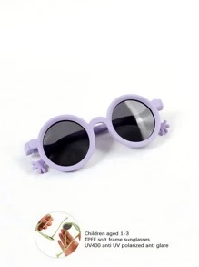 1pc 1-3 Years Old Baby Retro Round Frame Fashion Glasses, Fashionable Toddler Boys/Girls Impact-Resistant TPEE Comfortable Frame TAC Lenses - Polarized Round Frame Sunglasses - View 10