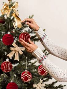 9 Quả bóng Giáng sinh màu đỏ phủ nhung bóng sơn trang trí cây thông Noel, Đồ trang trí Giáng sinh màu đỏ treo bóng nhựa chống vỡ trang trí cho cây thông Noel, ngày lễ, đám cưới, tiệc tùng, trang trí cửa sổ Giáng sinh - Đỏ - Xem 3