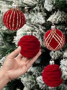 9 Quả bóng Giáng sinh màu đỏ phủ nhung bóng sơn trang trí cây thông Noel, Đồ trang trí Giáng sinh màu đỏ treo bóng nhựa chống vỡ trang trí cho cây thông Noel, ngày lễ, đám cưới, tiệc tùng, trang trí cửa sổ Giáng sinh - Đỏ - Xem 6