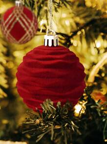 9 Quả bóng Giáng sinh màu đỏ phủ nhung bóng sơn trang trí cây thông Noel, Đồ trang trí Giáng sinh màu đỏ treo bóng nhựa chống vỡ trang trí cho cây thông Noel, ngày lễ, đám cưới, tiệc tùng, trang trí cửa sổ Giáng sinh - Đỏ - Xem 7