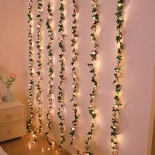 1 套 45 件粉色玫瑰花 LED 灯串，人造玫瑰花装饰灯，适用于卧室派对婚礼情人节圣诞节母亲节生日派对装饰，花园露台 - 彩色 - 查看 1