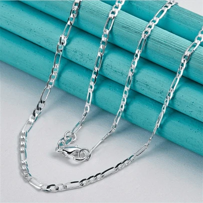 1pc 925 Silver Plated 16-30 Inches 2mm Figaro Chain Necklace For Men Fashion Charm Wedding Punk Jewelry Party