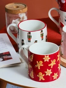 1 件 600 毫升圣诞老人陶瓷杯，大容量圣诞卡通图案咖啡杯，圣诞老人、雪人、胡桃夹子、圣诞糖果、圣诞鸟图案热牛奶杯，适合圣诞派对饮料，大号早餐/酸奶杯，礼物和家居装饰返校 - 彩色 - 查看 2