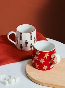 1 件 600 毫升圣诞老人陶瓷杯，大容量圣诞卡通图案咖啡杯，圣诞老人、雪人、胡桃夹子、圣诞糖果、圣诞鸟图案热牛奶杯，适合圣诞派对饮料，大号早餐/酸奶杯，礼物和家居装饰返校 - 彩色 - 查看 4