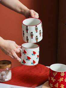 1 件 600 毫升圣诞老人陶瓷杯，大容量圣诞卡通图案咖啡杯，圣诞老人、雪人、胡桃夹子、圣诞糖果、圣诞鸟图案热牛奶杯，适合圣诞派对饮料，大号早餐/酸奶杯，礼物和家居装饰返校 - 彩色 - 查看 10