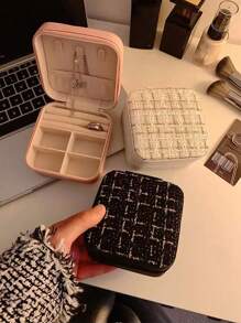 1 件旅行珠宝收纳盒，双层拉链封闭式便携式多功能收纳盒，返回学校 - 彩色 - 查看 10