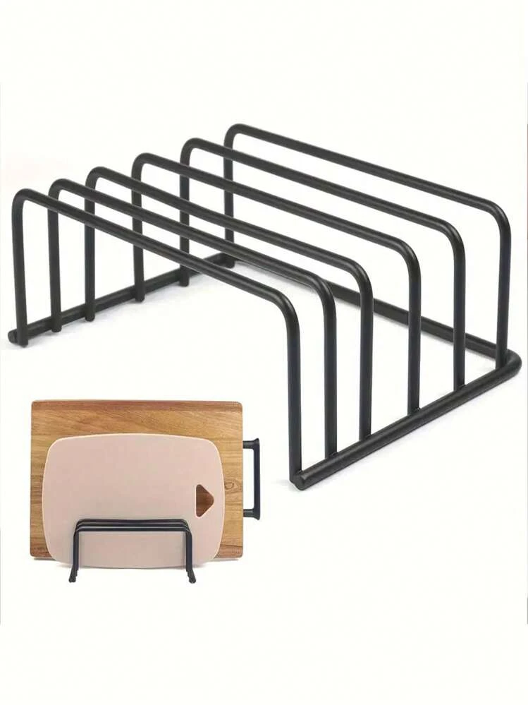 1pc Cutting Board Storage Box, Cutting Board Rack Stand With 1.0" And 0.6" Wide Slots, Cutting Board Holder, Cutting Board Storage Rack, Cabinet Baking Tool Organizer, Kitchen Accessories, Kitchen Storage - Black - View 11