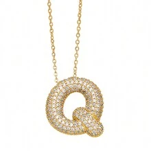 1pc Golden Plated Balloon 26 Alphabet Letter Pendant Necklace For Women Chunky Full Shiny Artificial Zirconia Choker Chains Jewelry - Alphabet Pendant Necklace - View 15