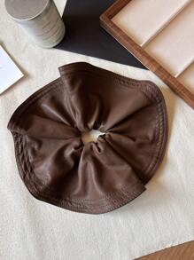 1pc Vintage Large Brim Leather Hair Scrunchie, High-End Simple Fashion New Design 2024 Scrunchies Hair Ties Scrunchy Hair Ties